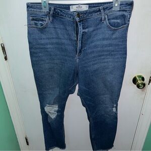Hollister Blue Relaxed Jeans with Distressed Details